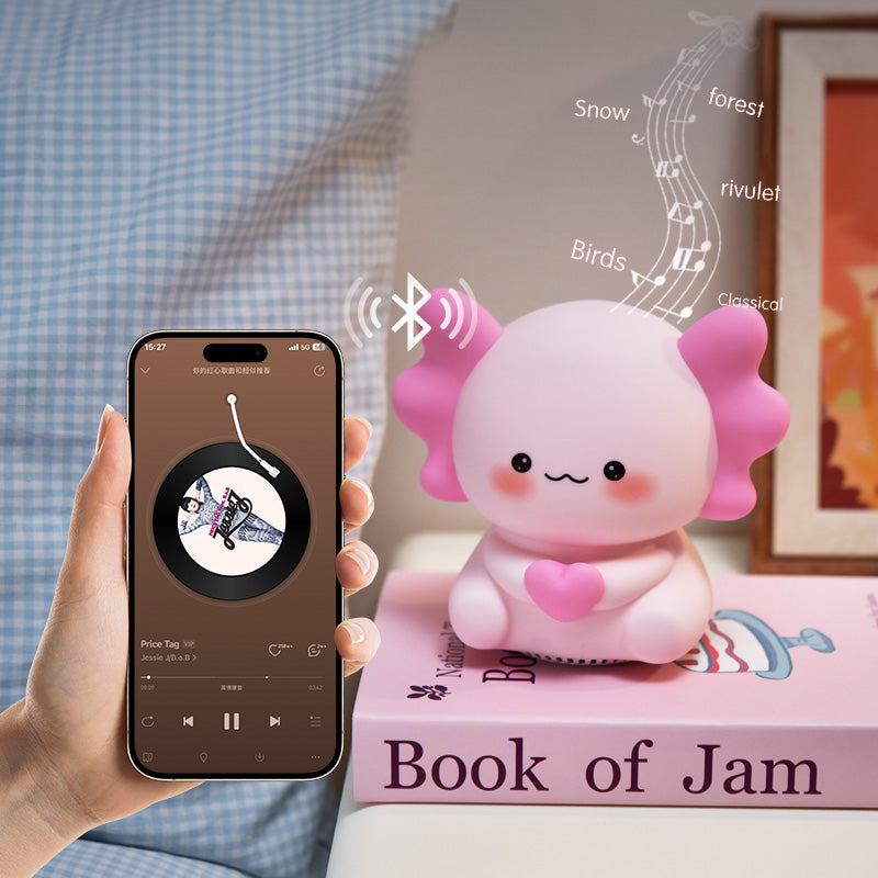 Axolotl Natlampe i Blød Silikone - med Bluetooth.